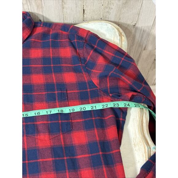 Old Navy Men’s Red And Navy Plaid Flannel Size XL - Picture 9 of 11